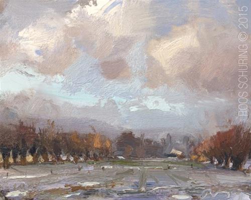 "Field, Willows and Snow" original fine art by Roos Schuring "Field, Willows and Snow" original fine art by Roos Schuring
