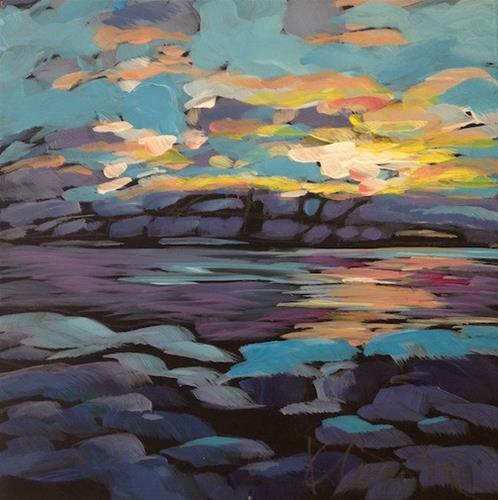 "Cold Rocks At Sunset" original fine art by Kat Corrigan "Cold Rocks At Sunset" original fine art by Kat Corrigan