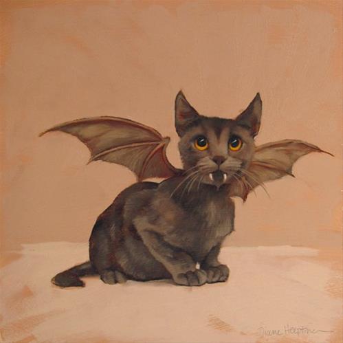"Holiday Cats! Halloween Bat Cat" original fine art by Diane Hoeptner "Holiday Cats! Halloween Bat Cat" original fine art by Diane Hoeptner
