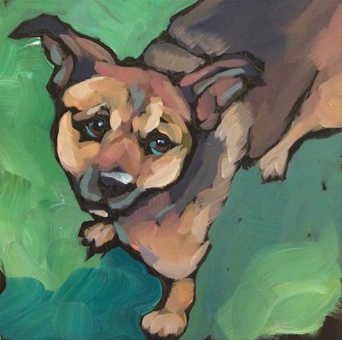 "Gus On Green" original fine art by Kat Corrigan "Gus On Green" original fine art by Kat Corrigan