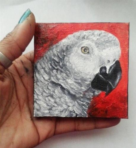 "African Grey Parrot Profile Portrait" original fine art by Camille Morgan "African Grey Parrot Profile Portrait" original fine art by Camille Morgan