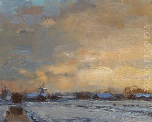 "Painting a Dutch Landscape in Winter" original fine art by Roos Schuring "Painting a Dutch Landscape in Winter" original fine art by Roos Schuring
