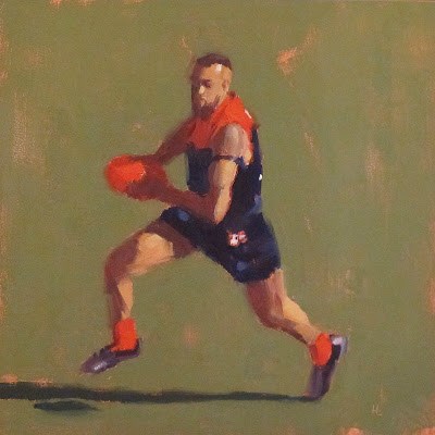 "FOOTBALL ( Australian Rules ) at the MCG - Melb FC #2" original fine art by Helen Cooper "FOOTBALL ( Australian Rules ) at the MCG - Melb FC #2" original fine art by Helen Cooper