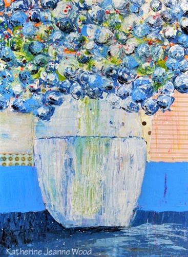 "Blue cottage chic floral painting No 172" original fine art by Katie Jeanne Wood "Blue cottage chic floral painting No 172" original fine art by Katie Jeanne Wood