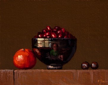"Golden Series: Tangerine, Horse chestnuts, & Cranberries" original fine art by Abbey Ryan "Golden Series: Tangerine, Horse chestnuts, & Cranberries" original fine art by Abbey Ryan
