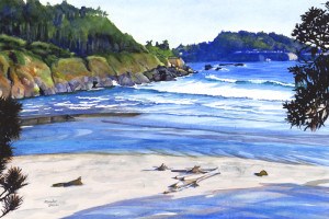 "Peeking Big River Beach" original fine art by Mariko Irie "Peeking Big River Beach" original fine art by Mariko Irie