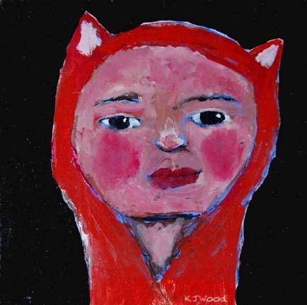 "Little Fox Girl" original fine art by Katie Jeanne Wood "Little Fox Girl" original fine art by Katie Jeanne Wood