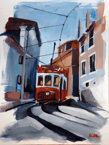 "1621 The Tram Ride" original fine art by Dietmar Stiller "1621 The Tram Ride" original fine art by Dietmar Stiller