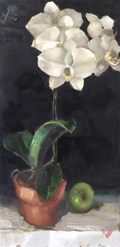 "Orchid & Apple" original fine art by Krista Eaton "Orchid & Apple" original fine art by Krista Eaton