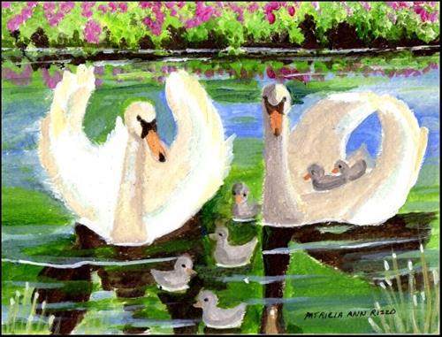 "Mr & Mrs Swan and Family" original fine art by Patricia Ann Rizzo "Mr & Mrs Swan and Family" original fine art by Patricia Ann Rizzo