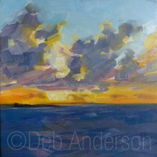 "Oil Painting: Ocean Sunset" original fine art by Deb Anderson "Oil Painting: Ocean Sunset" original fine art by Deb Anderson