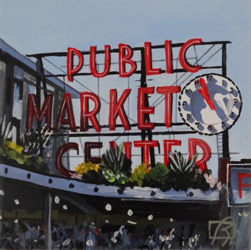 "Seattle Public Market" original fine art by Andre Beaulieu "Seattle Public Market" original fine art by Andre Beaulieu