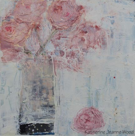 "Cottage chic pink roses floral painting No 97" original fine art by Katie Jeanne Wood "Cottage chic pink roses floral painting No 97" original fine art by Katie Jeanne Wood