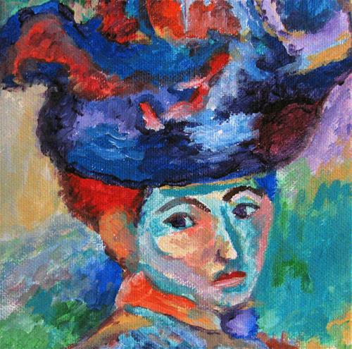 "Matisse's - Woman with a Hat - variation" original fine art by Nan Johnson "Matisse's - Woman with a Hat - variation" original fine art by Nan Johnson