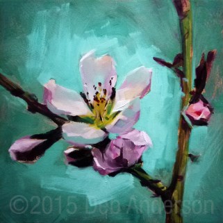 "Oil Painting of a Peach Blossom" original fine art by Deb Anderson "Oil Painting of a Peach Blossom" original fine art by Deb Anderson
