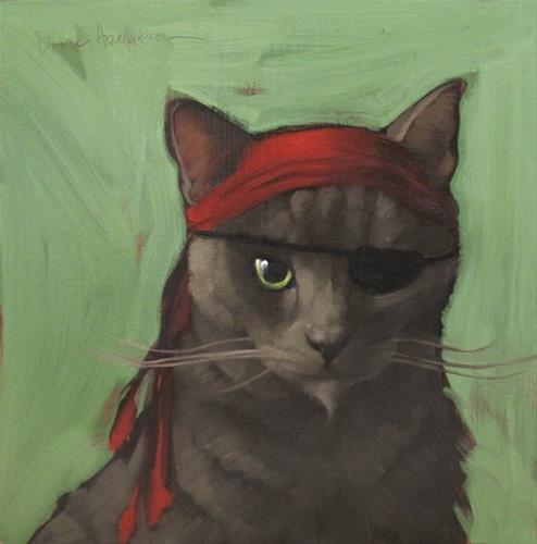 "Shorthair Pirate, character cat no. 2" original fine art by Diane Hoeptner "Shorthair Pirate, character cat no. 2" original fine art by Diane Hoeptner