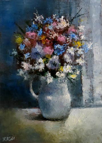 "Flowers by the Blinds" original fine art by Bob Kimball "Flowers by the Blinds" original fine art by Bob Kimball