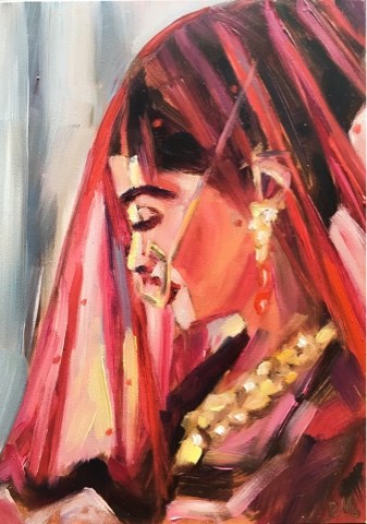 "Veiled Elegance" original fine art by Piya Samant "Veiled Elegance" original fine art by Piya Samant