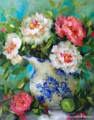 "Winter Rhapsody Peonies - Flower Paintings by Nancy Medina" original fine art by Nancy Medina "Winter Rhapsody Peonies - Flower Paintings by Nancy Medina" original fine art by Nancy Medina