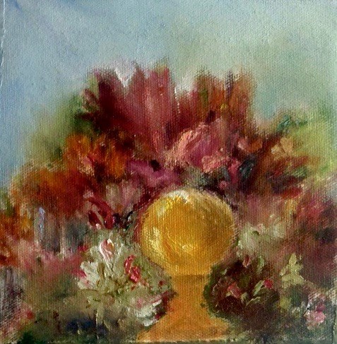 "At Artgul Garden" original fine art by Judy Usavage "At Artgul Garden" original fine art by Judy Usavage