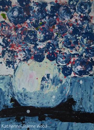 "Blue cottage chic floral painting No 144" original fine art by Katie Jeanne Wood "Blue cottage chic floral painting No 144" original fine art by Katie Jeanne Wood