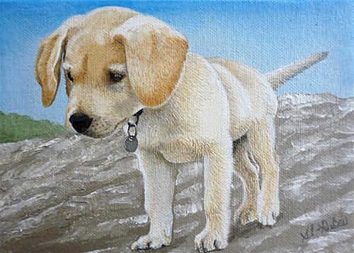 "Yellow Lab Puppy" original fine art by Catherine Al-Rubaie "Yellow Lab Puppy" original fine art by Catherine Al-Rubaie
