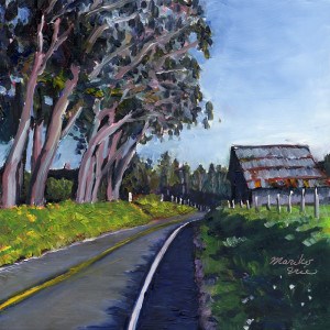 "Barn and Eucalyptus Trees" original fine art by Mariko Irie "Barn and Eucalyptus Trees" original fine art by Mariko Irie