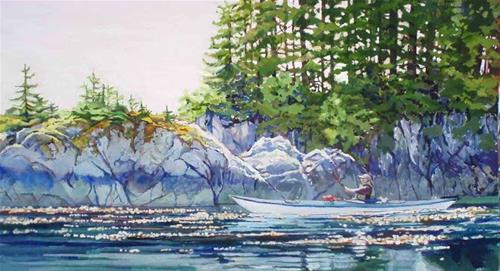 "Kayaker at George's Island" original fine art by Carole Baker "Kayaker at George's Island" original fine art by Carole Baker