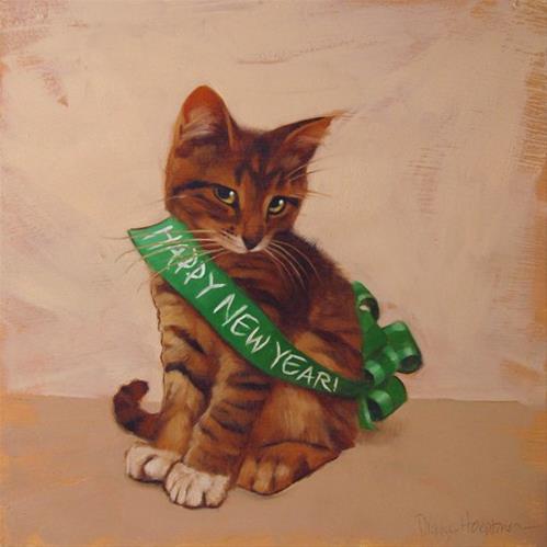 "Holiday Cats! New Year's Cat" original fine art by Diane Hoeptner "Holiday Cats! New Year's Cat" original fine art by Diane Hoeptner