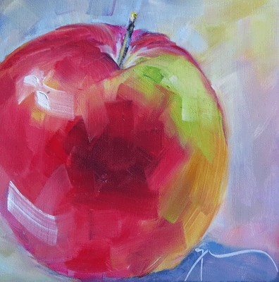 "An Apple A Day" original fine art by Gigi . "An Apple A Day" original fine art by Gigi .