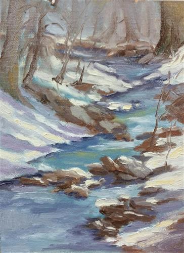 "Snow on the creek-en plein air" original fine art by Veronica Brown "Snow on the creek-en plein air" original fine art by Veronica Brown