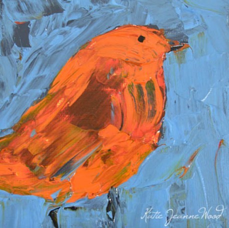 "Orange bird painting No 40" original fine art by Katie Jeanne Wood "Orange bird painting No 40" original fine art by Katie Jeanne Wood