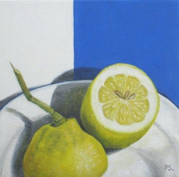 "Lemon on Blue III" original fine art by Pera Schillings "Lemon on Blue III" original fine art by Pera Schillings