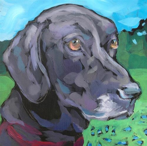 "July 4, Roxie! All-American Lab-Mix!" original fine art by Kat Corrigan "July 4, Roxie! All-American Lab-Mix!" original fine art by Kat Corrigan