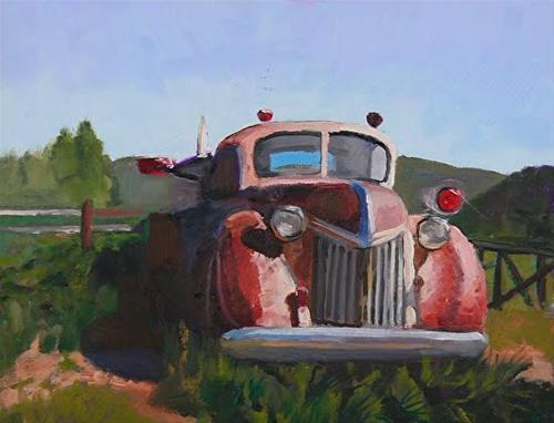 "Proud Service Old Truck Oil Painting, Red Truck, Vintage Truck Art by Colorado Artist Susan Fowler" original fine art by Susan Fowler "Proud Service Old Truck Oil Painting, Red Truck, Vintage Truck Art by Colorado Artist Susan Fowler" original fine art by Susan Fowler
