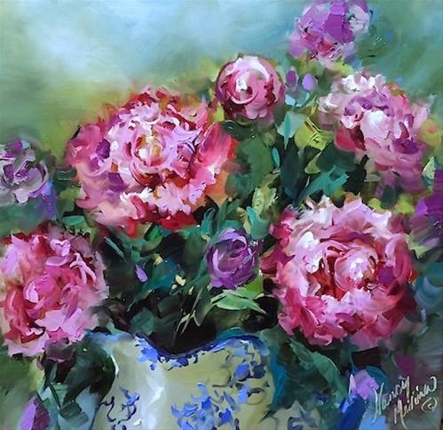 "Close to Heaven Pink Peonies and Remembering My Mother - Flower Painting Classes and Workshops by Na" original fine art by Nancy Medina "Close to Heaven Pink Peonies and Remembering My Mother - Flower Painting Classes and Workshops by Na" original fine art by Nancy Medina