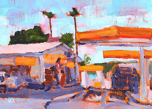 "Gas Station, Ocean Beach" original fine art by Kevin Inman "Gas Station, Ocean Beach" original fine art by Kevin Inman