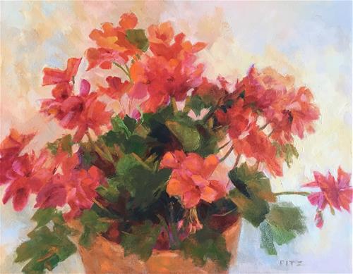 "Pot of Geraniums" original fine art by Jean Fitzgerald "Pot of Geraniums" original fine art by Jean Fitzgerald
