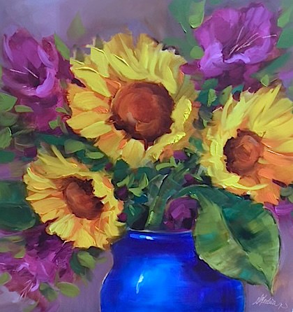 "Tennessee Ladies Sunflower Bouquet" original fine art by Nancy Medina "Tennessee Ladies Sunflower Bouquet" original fine art by Nancy Medina