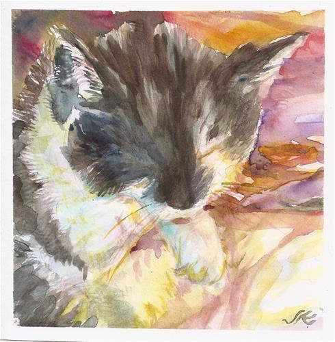 "Clean Cat" original fine art by Jean Krueger "Clean Cat" original fine art by Jean Krueger