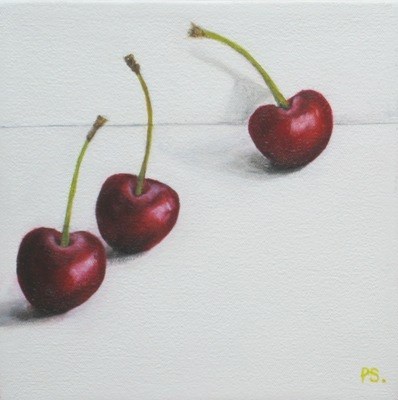 "Three Cherries" original fine art by Pera Schillings "Three Cherries" original fine art by Pera Schillings