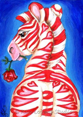 "Amour de Zèbre (Zebra Love)" original fine art by Kim Loberg "Amour de Zèbre (Zebra Love)" original fine art by Kim Loberg