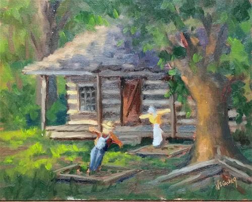 "Scarecrows at Mertz Cabin-en plein air" original fine art by Veronica Brown "Scarecrows at Mertz Cabin-en plein air" original fine art by Veronica Brown