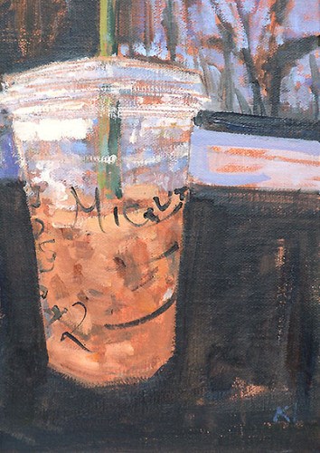 "Latte With Miguel" original fine art by Kevin Inman "Latte With Miguel" original fine art by Kevin Inman
