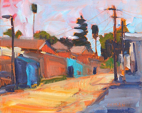 "Alley Under Clouds" original fine art by Kevin Inman "Alley Under Clouds" original fine art by Kevin Inman