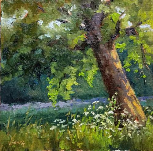 "Leanin tree and lace-en plein air" original fine art by Veronica Brown "Leanin tree and lace-en plein air" original fine art by Veronica Brown