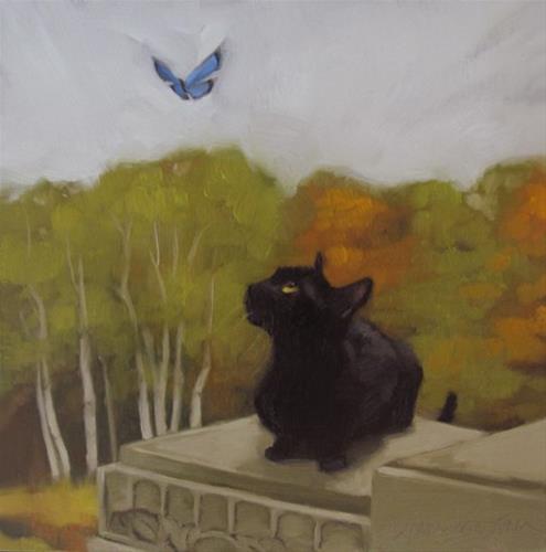 "Estate Cat & Can you tell that's a gravestone?" original fine art by Diane Hoeptner "Estate Cat & Can you tell that's a gravestone?" original fine art by Diane Hoeptner