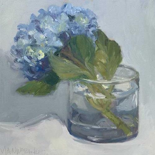 "A glass of Hydrangeas" original fine art by Merle Manwaring "A glass of Hydrangeas" original fine art by Merle Manwaring
