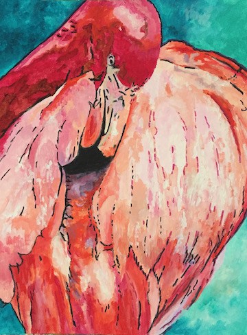 "Miami Flamingo" original fine art by Nan Johnson "Miami Flamingo" original fine art by Nan Johnson