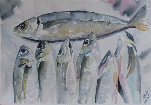 "Mackerel" original fine art by Yolanda Moreno "Mackerel" original fine art by Yolanda Moreno